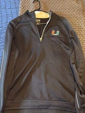 Adidas Miami Hurricanes Black Quarter-Zip Size M